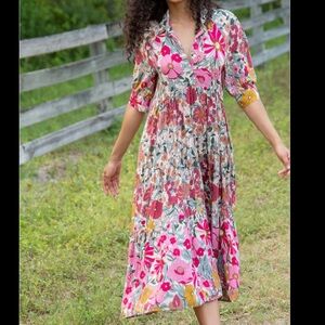 Natural Life Rebecca Midi Dress Vintage Colorful Floral Women’s Size XL Flowy